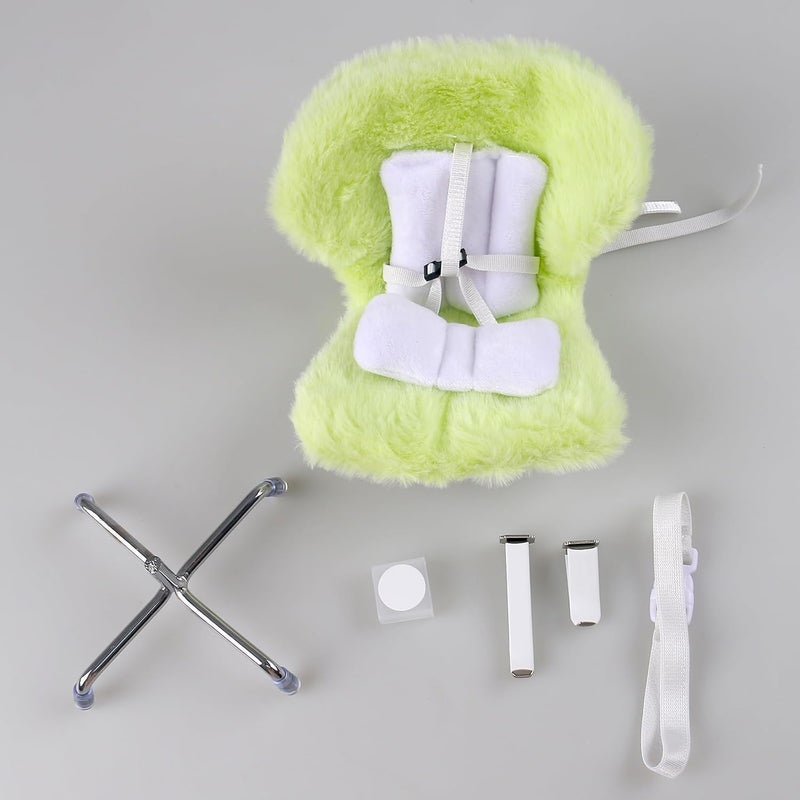 Walant Doll Car Seat Compatible with Labubu, Chair for 10-17cm Dolls - Adjustable Safety Strap, Air Vent Clip & Desktop Stand, Soft Cushion, Cute Car Ornament Gift for Collectors & Fans (Green) - Image 3